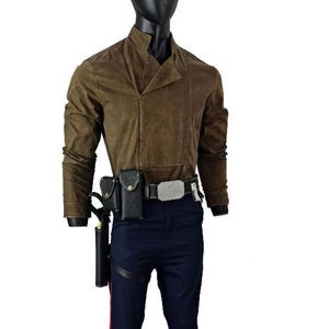 Star Wars Inspired Rebel Pilot Cosplay | Han Solo, Luke Bespin and Cassian Andor Style Outfit | 2-Piece Shirt & Pant Set with Holster