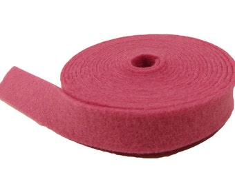 Felt Ribbon, 2 Yards Long, 1/2" Wide, 1mm Thick, 100% Merino Wool, Pink Sherbet