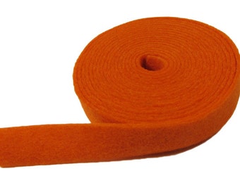 Felt Ribbon, 2 Yards Long, 1/2" Wide, 1mm Thick, 100% Merino Wool, Carrot