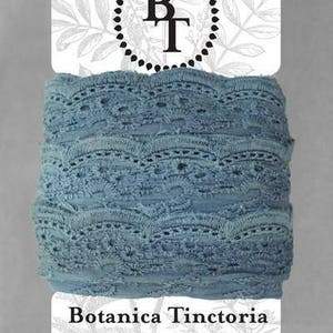 Renda de algodão orgânico tingido naturalmente, 75mm de largura - Light Indigo *vendido em cartão de 5m*