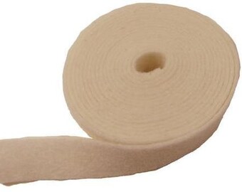 Felt Ribbon, 2 Yards Long, 1/2" Wide, 1mm Thick, 100% Merino Wool, White