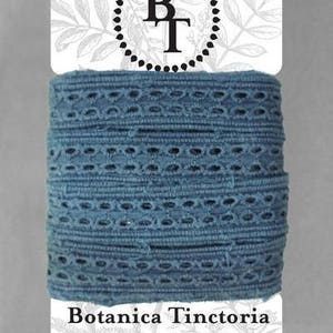 Renda de algodão orgânico tingido naturalmente, 20mm de largura - índigo *vendido em cartão de 5m*