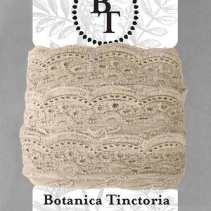 Renda de algodão orgânico tingido naturalmente, 75mm de largura - Cinza Claro *vendido em cartão de 5m*