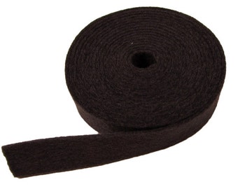 Felt Ribbon, 2 Yards Long, 1/2" Wide, 1mm Thick, 100% Merino Wool, Charcoal