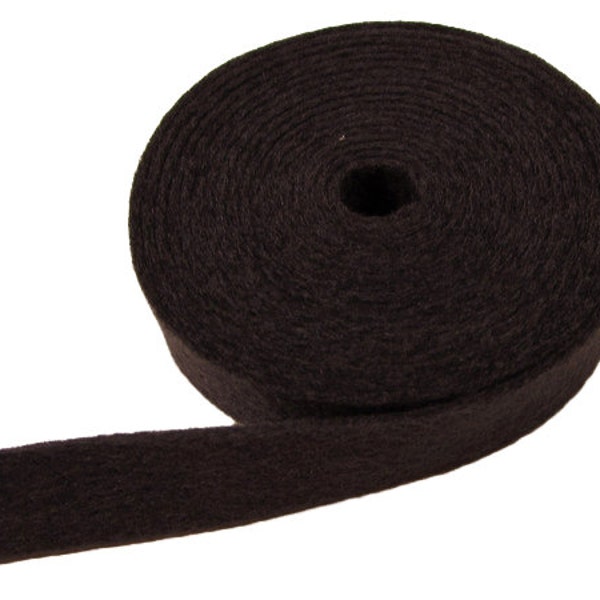 Felt Ribbon, 2 Yards Long, 1/2" Wide, 1mm Thick, 100% Merino Wool, Charcoal