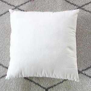 May include: A plain white pillow with a smooth, soft texture. The pillow is rectangular and has a simple design.