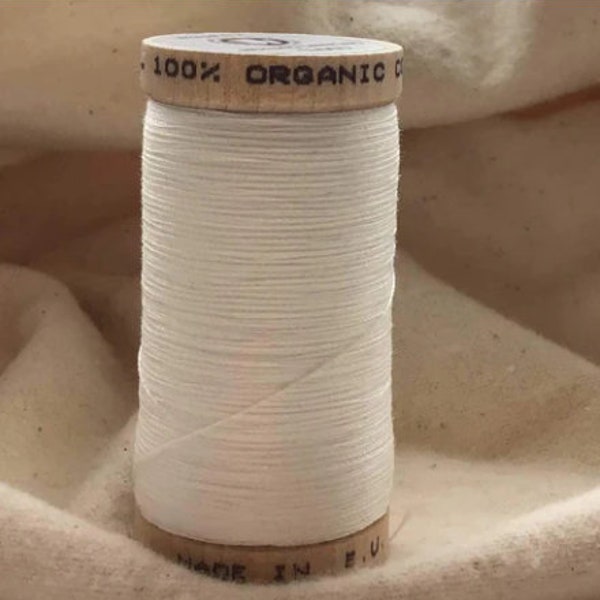 Fil de coton biologique, 300 yards/spool, polyvalent, certifié GOTS, teinture écologique, naturel