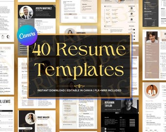 40 Lebenslaufvorlagen Canva Bearbeitbar | Lebenslauf Schreibanleitung Bonus | Modernes Lebenslauf-Vorlagen-Bundle | ATS Freundlich | Sofort Download