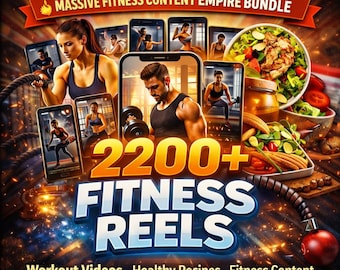Fitness Content Empire Bundle | 2200+ Gym Reels, Workout Videos, 80,000 Fitness Recipes | PLR MRR Digital Product | Healthy Eating Course
