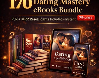 170 Dating Mastery eBooks Bundle - PLR MRR Weiterverkaufsrechte - Beziehungs- & Selbstliebeanleitungen - Dating Advice eBook Collection Digitaler Download