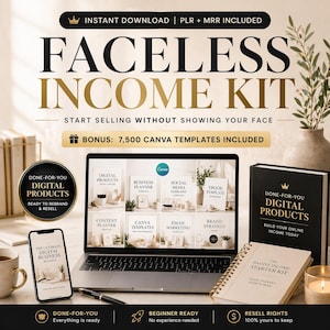 Faceless Digital Product Business Kit | Done-For-You PLR Bundle to Resell | Side Hustle for Beginners | Passive Income Digital Download