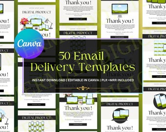 50 E-Mail-Liefervorlagen Canva | Digitales Produkt Dankeschön per E-Mail | Etsy Verkäufer Bestellbestätigung Vorlage | Kleines Business Paket