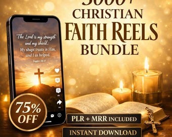 3000+ christliche Glaubensrollen bündeln | Bibelzitate & Motivationsvideos | Gesichtslosen Social-Media-Content PLR MRR | Affirmations Vorlagen