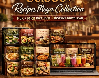 80,000+ Recipe PLR MRR Bundle | Sell Your Own Cookbook Brand | Digital Resell Rights | Keto Fitness Wellness Niche Content