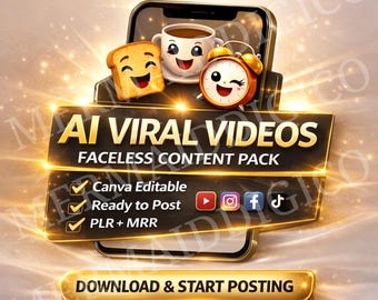 Gehen Sie mit KI-sprechenden Videos | Faceless Reels Bündel | Canva Bearbeitbarer Viral Inhalt | TikTok & YouTube Shorts Paket