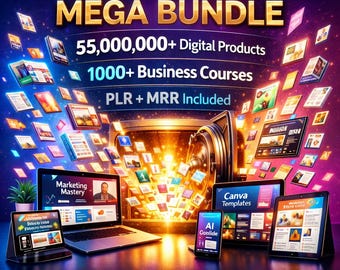 55 Millionen+ PLR & MRR Mega Bundle + 1000+ Business-Angebote | Supreme Digital Empire Tresor | Rechte weiterverkaufen | Passives Einkommen Starterkit