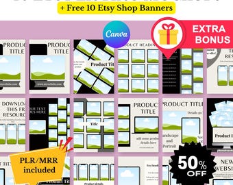 40 Etsy Listing Mockup Templates + 10 Bonus Etsy Shop Banner Templates | Digital Product Listing Images | Editable Etsy Thumbnail Templates