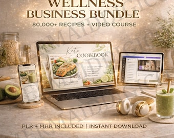 Wellness Digital Business Bundle PLR MRR | 80,000+ Recipes + Healthy Eating Video Course | Launch Your Own Food & Nutrition Brand