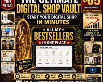 Whole Shop Bundle PLR MRR, Digital Products With Resell Rights, Viral Reels Kids Worksheets Canva Templates Mockups Planners Lifetime Update