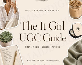 UGC Creator Guide | Beginner Playbook with MRR PLR | 100 Brand Emails | Pitch Templates | Hooks | Portfolio | Faceless Income | Canva Ebook