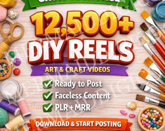 Wachsen Sie Ihre Handwerksseite | 12.500+ DIY Reels Bundle für TikTok, YouTube und Instagram | Art & Craft Tutorial Videos | Gesichtslosen Inhalt | PLR MRR
