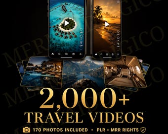 Pakiet ponad 2000 filmów podróżniczych + 170 zdjęć PLR MRR | Treści bez twarzy | Instagram Reels TikTok YouTube Shorts | Prawa do odsprzedaży – natychmiastowe pobranie