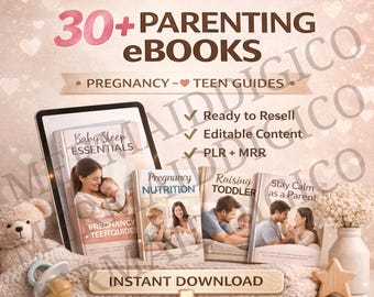 Elternschaft eBook Bundle für Mütter | 30+ PLR Ratgeber für Schwangerschaft, Baby & Kleinkind | Bereit zum Wiederverkauf von Inhalten | Digitaler Download