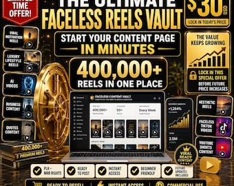 400,000+ Biggest Faceless Reels Bundle PLR MRR | Viral Instagram TikTok YouTube Shorts Content | Christian, Motivation, Travel, AI Reels