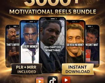 3000+ Motivational Reels Bundle PLR MRR | Viral Faceless Content for Instagram TikTok YouTube Shorts | Resell Ready Digital Product