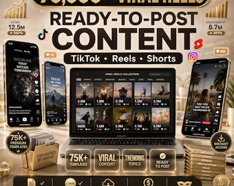 75,000+ Viral Reels Bundle PLR MRR, TikTok Instagram YouTube Shorts, Canva Editable Social Media Templates, Digital Download