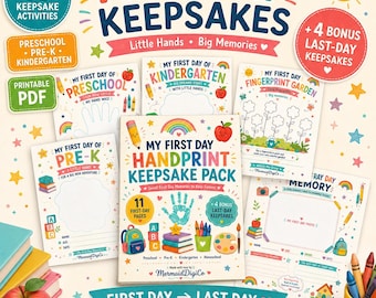 First Day of School Handprint Keepsake Printable, Preschool Pre K Kindergarten Craft, Back to School Activity, First Day Memory PDF