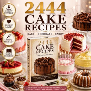 Libro de recetas de pasteles 2444 en PDF, el libro definitivo de recetas de repostería, descarga digital de recetas de pasteles, libro de recetas de postres, descarga instantánea, PLR MRR