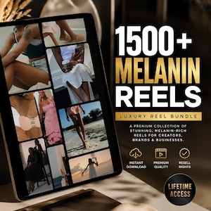 1500+ Melanin Faceless Reels Bundle, Aesthetic Instagram Videos, MRR PLR Resell Rights, Canva Templates, Passive Income Digital Download