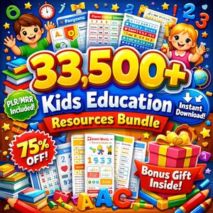 Lernspaß für Kinder: 33.500 Lernaktivitäten im Bundle | Vorschul-Arbeitsblätter, Malseiten, fleißige Bücher, Canva-Vorlagen inklusive