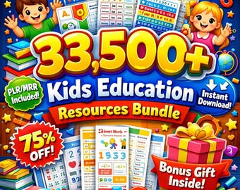 Diversión educativa para niños: Paquete de 33 500 actividades de aprendizaje / Hojas de trabajo preescolares, páginas para colorear, libros de actividades y plantillas de Canva incluidas