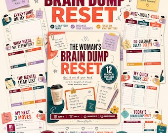 Brain Dump Printable for Women, Overwhelm Reset Worksheet, Mental Clutter Organizer, Priority Planner, To Do List, Self Care PDF