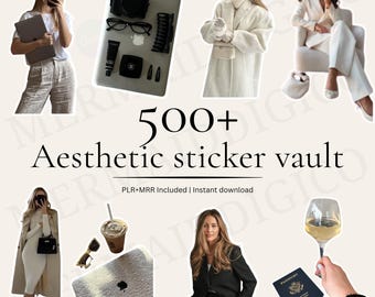 Luxury Instagram Sticker Pack | 500+ Aesthetic Canva Elements | Clean Girl, Matcha, Boss Girl Branding Kit | Content Creator Tools
