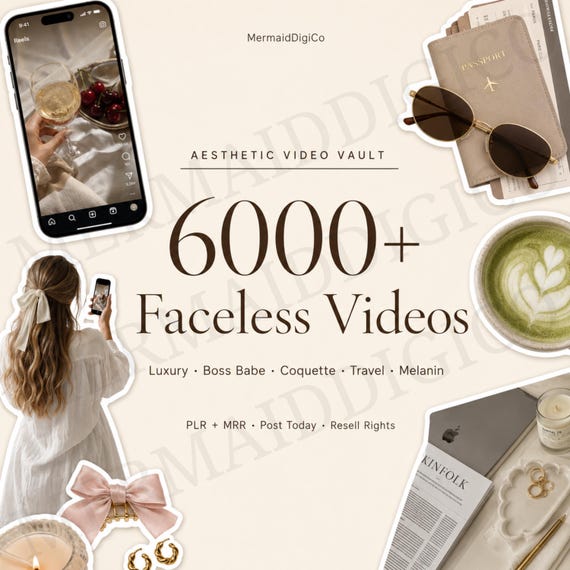 6000+ Faceless Aesthetic Videos Bundle, PLR and MRR, Luxury Lifestyle Reels for Instagram, TikTok and YouTube Shorts, Instant Download