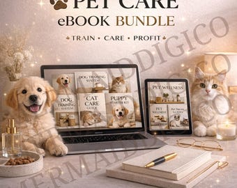 Tierpflege eBooks Bundle | Hundeerzieher | Katzenführer | Welpen Anleitung | Tier Wellness PLR MRR Canva Bearbeitbares Digital Business Kit