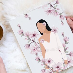 Cherry Blossom Woman Illustration, Wall Decor, Printable Poster - Instant Digital Download
