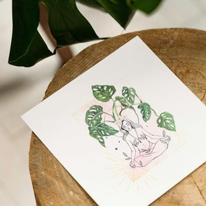 Illustration femme sacrée représentant la puissance et la nature, décoration murale, affiche imprimable - Téléchargement numérique immédiat