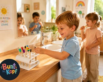 Zahnbürstenständer für bis zu 12 Kinderzahnbürsten > KiTa, Kindergarten, Kindertagesstätte