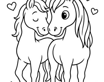 Printable Horse Coloring Book - 8 Pages - Digital Download