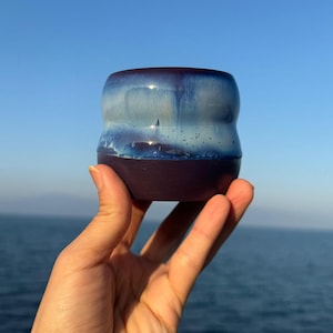 Handmade Blue Porcelain Coffee Cup: Minimalist Pottery Mug