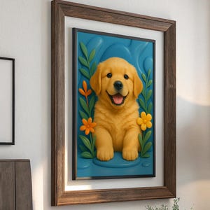 Custom 3D Floral Pet Portrait from Photo | Personalized Dog or Cat Art Print | Framed or Canvas Pet Gift | Cute Pet Memorial Keepsake