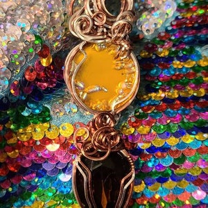 Double Wire Wrapped Vintage Glass Pendent