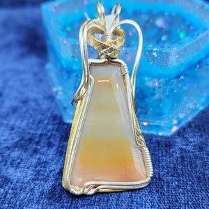 Wire Wrapped Chalcedony Agate Pendent