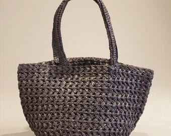 Raffia Tote Bag, Artificial Raffia Woven Shoulder Bags, Handmade Straw Bag, Raffia Crochet Handbag