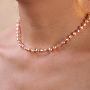Natural pink pearl necklace,pink pearl necklace,Gold Natural Pearl,Handmade necklace,Minimalist Dainty necklace,gift for girl