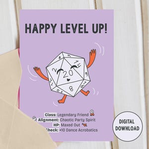 Geburtstag Postkarte Digital Printable Lustiges Geschenk für einen D&D Rollenspiel Liebhaber
